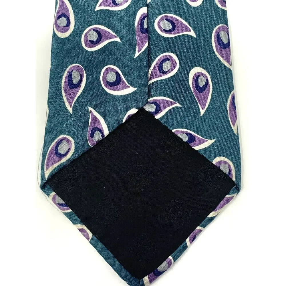 Nordstrom Green Pattern with Lavender Tear Drops Silk Men's Neck Tie L‎ 58
